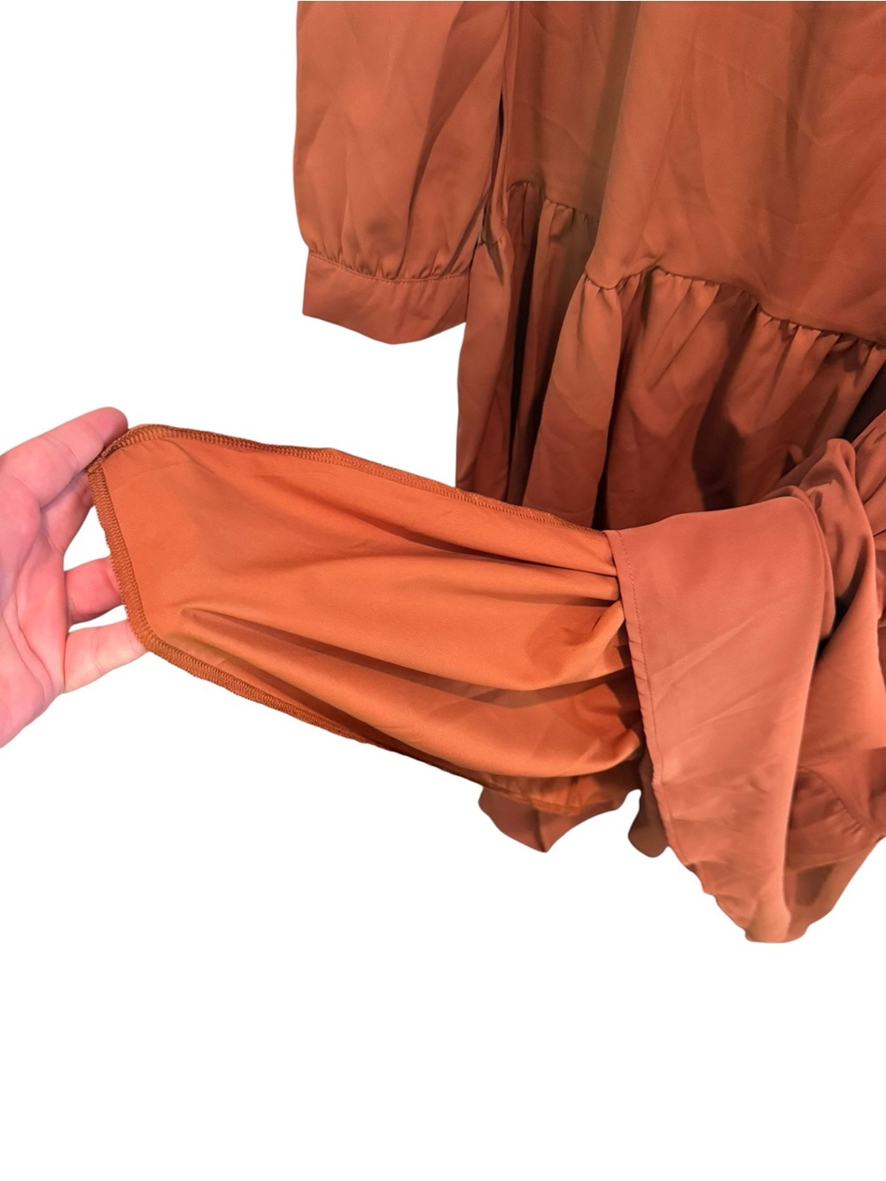 Women's Ruffle Tiered Maxi Dress - Rust - Picture 3 of 5